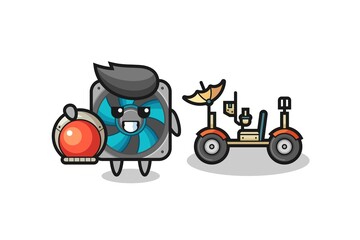 the cute computer fan as astronaut with a lunar rover