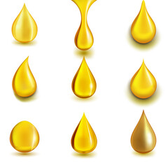 Oil drop or honey collection isolated on white background as industrial and petroleum concept. vector illustration.