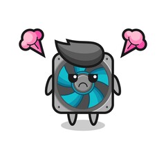 annoyed expression of the cute computer fan cartoon character
