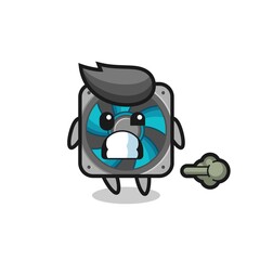 the illustration of the computer fan cartoon doing fart