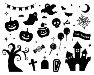 ハロウィーンの手書きのイラストのセット かわいい 秋 Balloon Canvas Print Ballo Yugoro