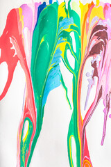 sweet tones of poster paint Splash on white paper. .Splash some sweet pantones onto white paper. .colorful off pantone color background.