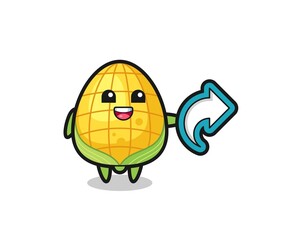 cute corn hold social media share symbol