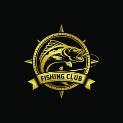 Vintage fishing logo design illustration Premium Vector  