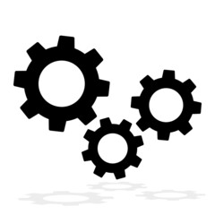Three gear sign icon , Settings icon, gears mechanism pictogram, isolated on white background
