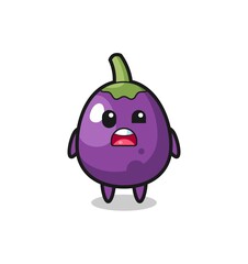 the shocked face of the cute eggplant mascot