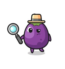 eggplant detective character is analyzing a case