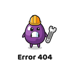 error 404 with the cute eggplant mascot
