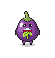 the cute eggplant character with puke