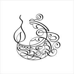 Diwali Diya Pen Ink Style M_2103006