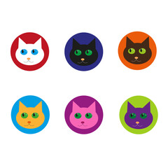 Vector set with cartoon cat icons.