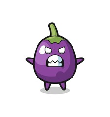 wrathful expression of the eggplant mascot character