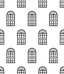 Window Icon Seamless Pattern, Wall Opening In Home For Sound, Light, Air Ventilation