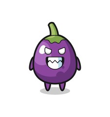 evil expression of the eggplant cute mascot character