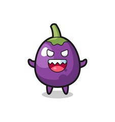 illustration of evil eggplant mascot character