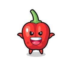 the illustration of cute red bell pepper doing scare gesture