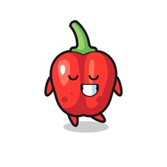 red bell pepper cartoon illustration with a shy expression