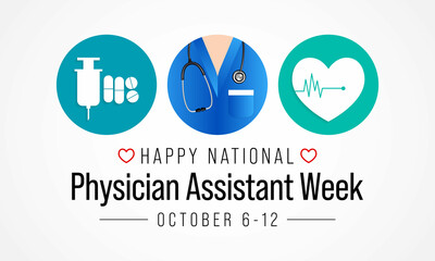 National Physician assistant week is observed every year from October 6 to 12, The role of the PA is to practice medicine under the direction and supervision of a licensed physician. Vector art