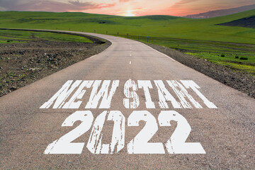 New Start 2022 written on rural road