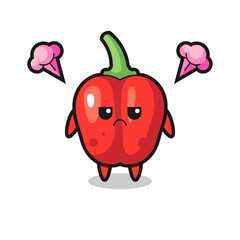 annoyed expression of the cute red bell pepper cartoon character