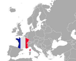 Karte und Fahne von Frankreich in Europa © Robert Biedermann