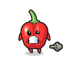 the illustration of the red bell pepper cartoon doing fart