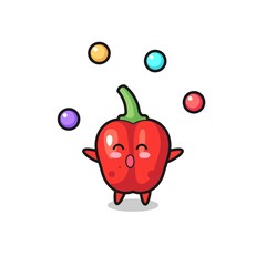 the red bell pepper circus cartoon juggling a ball