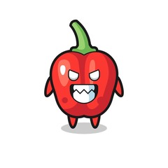 evil expression of the red bell pepper cute mascot character