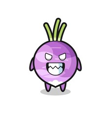 evil expression of the turnip cute mascot character