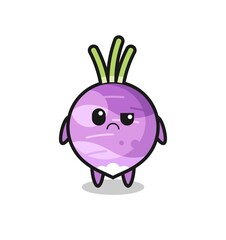 the mascot of the turnip with sceptical face