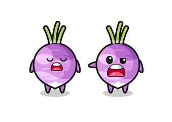 illustration of the argue between two cute turnip characters