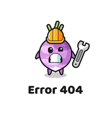 error 404 with the cute turnip mascot