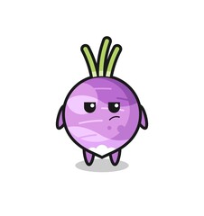 cute turnip character with suspicious expression - obrazy, fototapety, plakaty