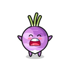 cute turnip mascot with a yawn expression