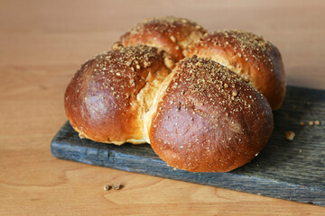 Homemade sweet buns on the table.