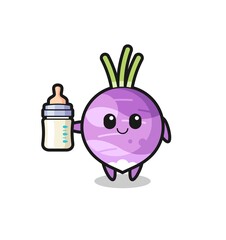 baby turnip cartoon character with milk bottle