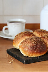 Homemade sweet buns on the table.
