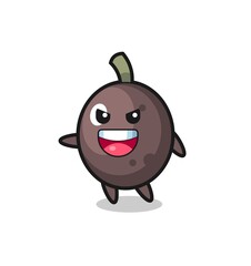 black olive cartoon with very excited pose