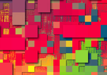 Red flowers pixel art pattern background. Random colorful decor