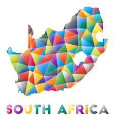 South Africa - colorful low poly country shape. Multicolor geometric triangles. Modern trendy design. Vector illustration.