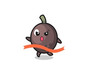 cute black olive illustration is reaching the finish