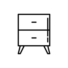 Nightstand with drawers thin line icon. Storage furniture, element of interior. Modern vector illustration.