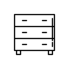 Chest of drawers, dresser thin line icon. Clothing storage. Modern vector illustration of furniture, element of interior.