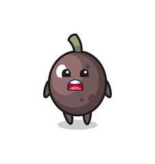 black olive illustration with apologizing expression, saying I am sorry