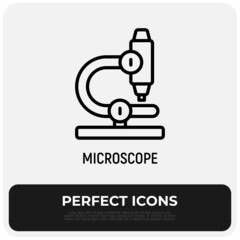 Microscope thin line icon. Laboratory research. Vector illustration.