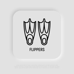 Flippers thin line icon. Modern vector illustration of snorkeling equipment.