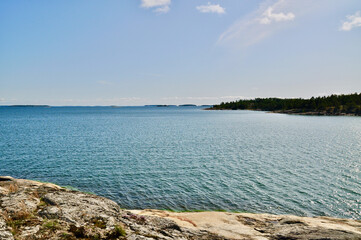 Rocky island and sea in summer