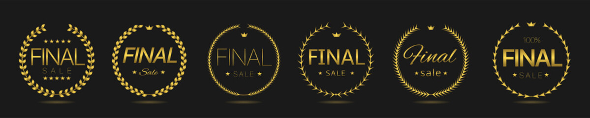 Fototapeta premium Final sale Golden laurel wreath label set