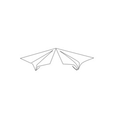 Continuous line drawing of paper plane, object one line, single line art, vector illustration