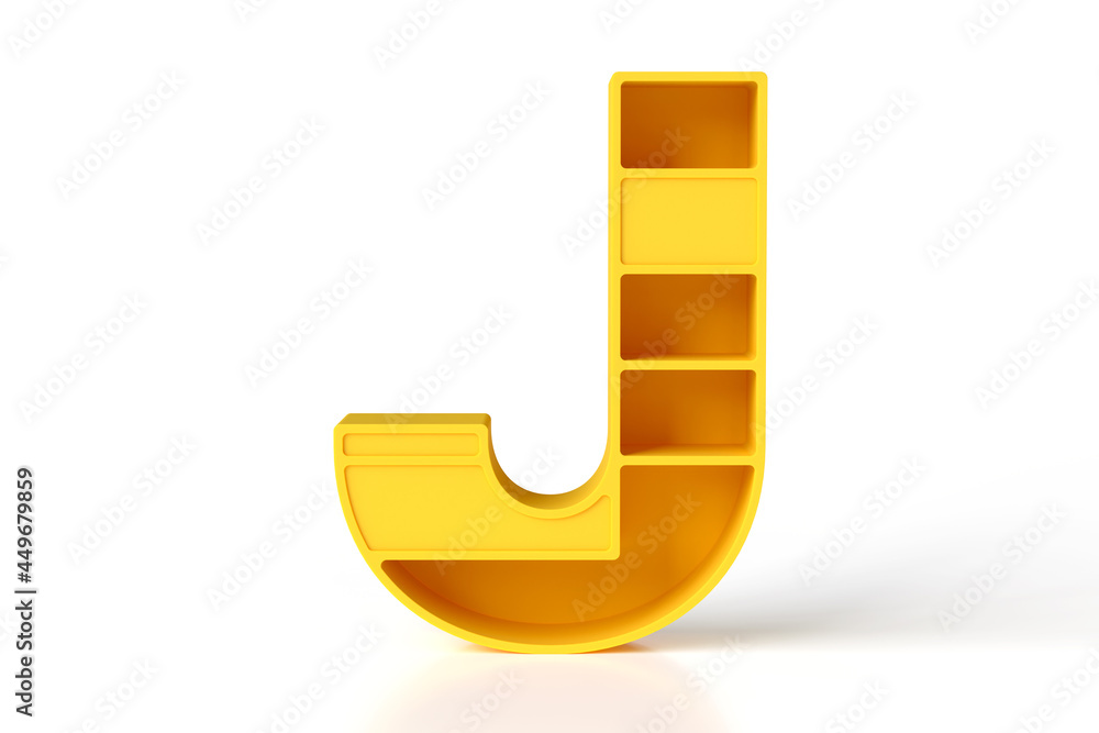Poster 3d letter j in futuristic or kids funny style. great font for headers, posters, web advertisements o